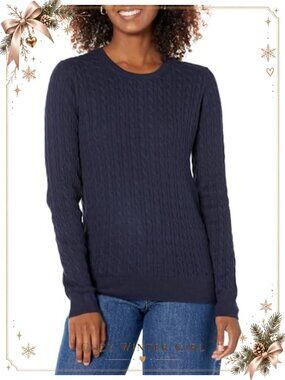 Women's Lightweight Cable Knit Crewneck Sweater Long Sleeve Pullover